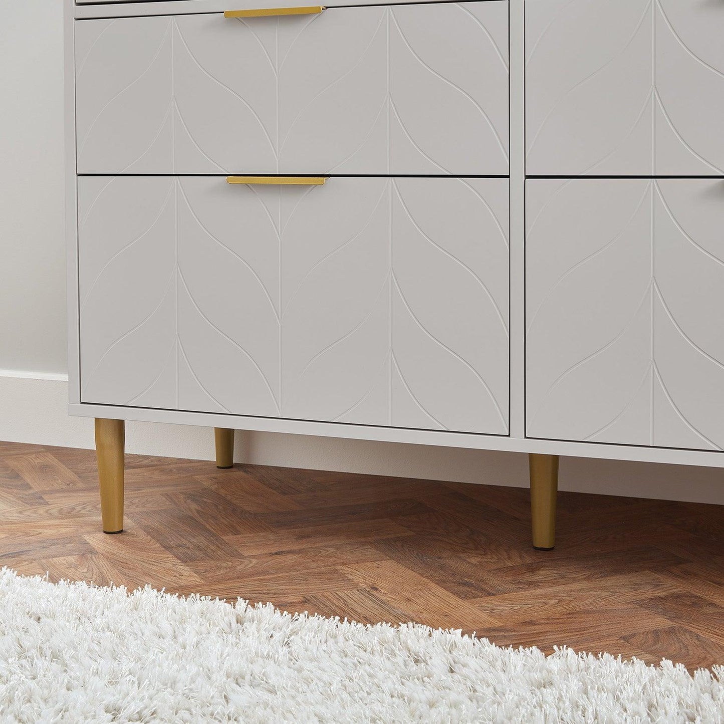 Gloria chest of drawers - 4 over 4 - grey & brass effect - laura James