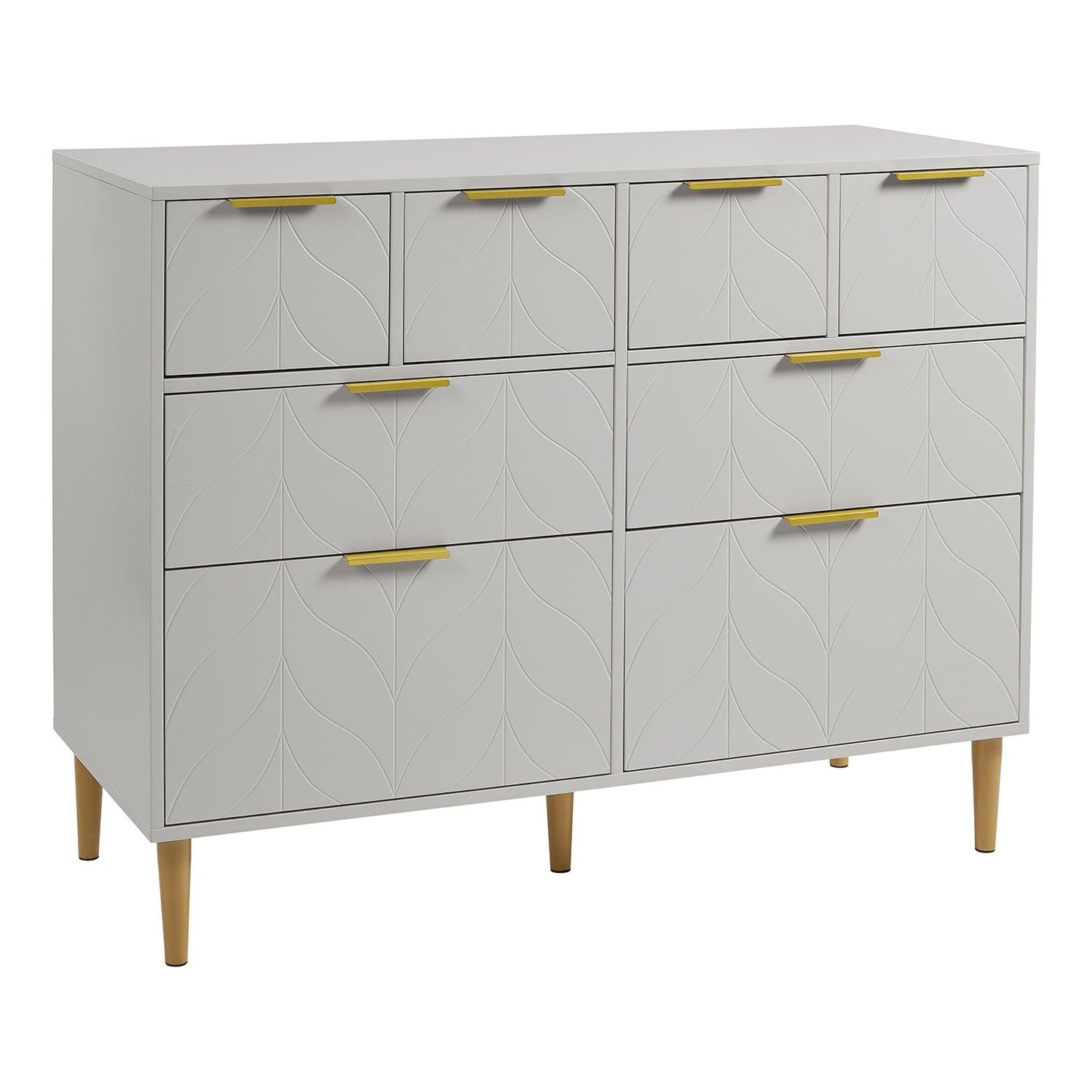 Gloria chest of drawers - 4 over 4 - grey & brass effect - laura James