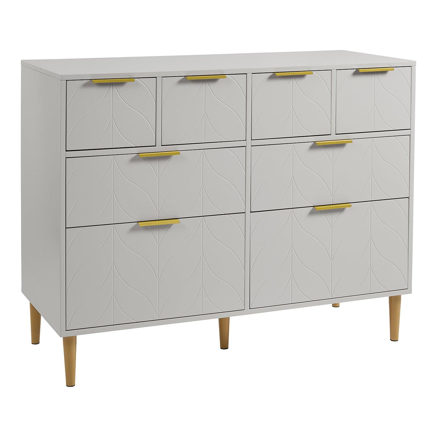 Gloria chest of drawers - 4 over 4 - grey & brass effect - laura James