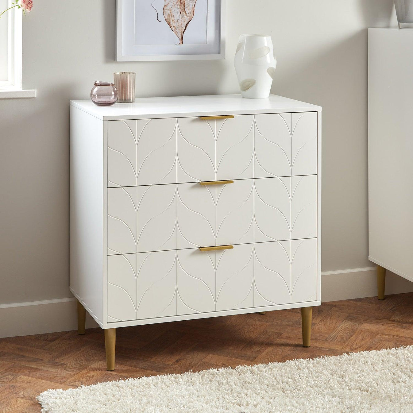 Gloria Chest Of Drawers - White & Brass Effect – Laura James