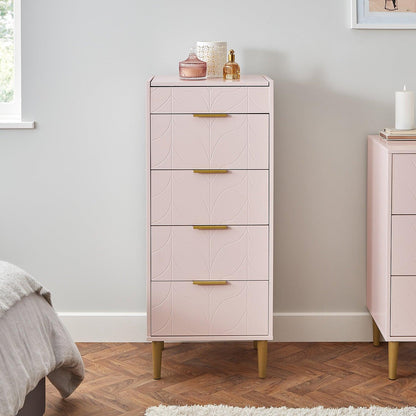 Gloria tallboy - pale pink and brass effect - Laura james