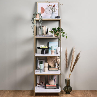 Jay bookcase - marble effect and gold - Laura James