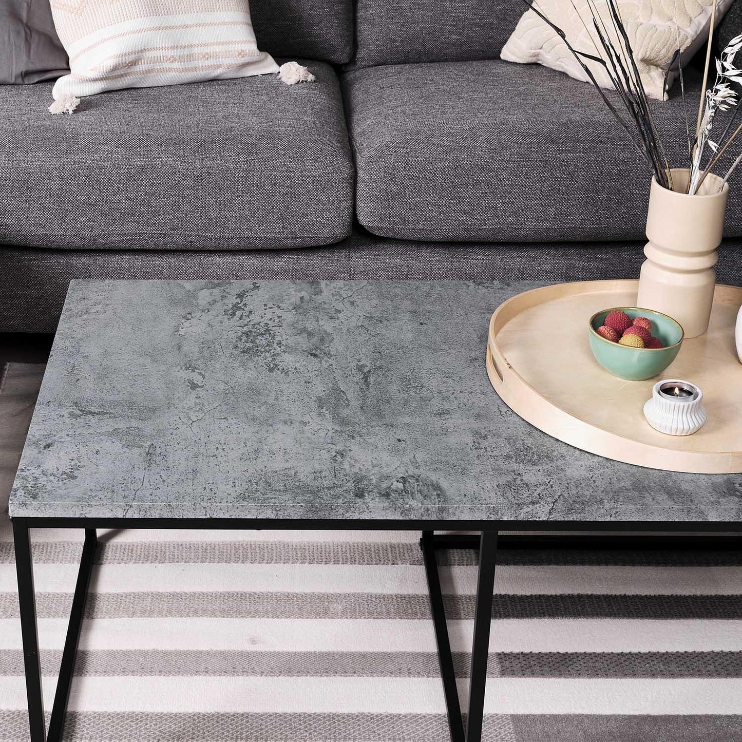 Jay coffee table - concrete effect and black - Laura James