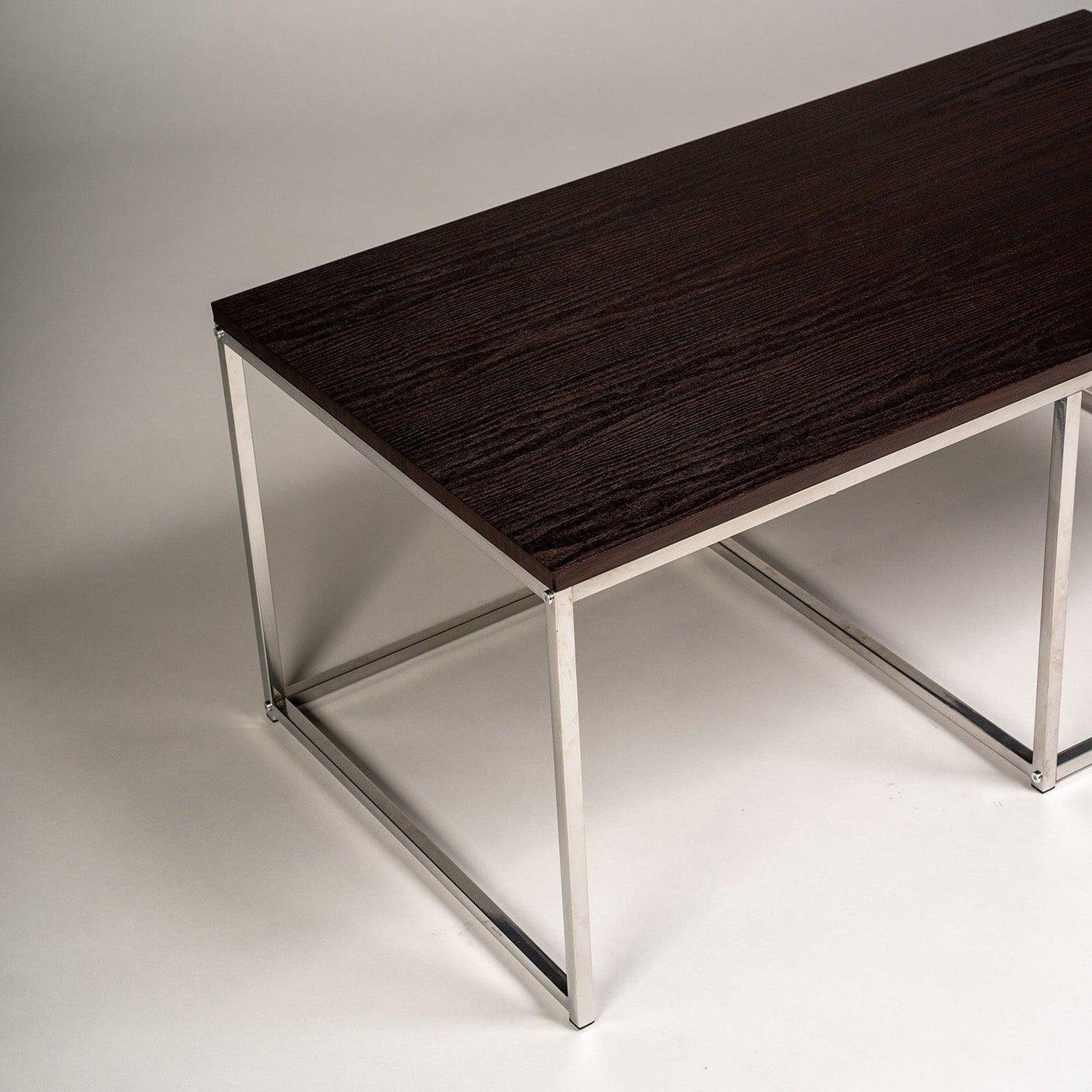 Jay coffee table - walnut effect and chrome - Laura James