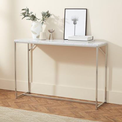 Jay console table - concrete effect and chrome - Laura James