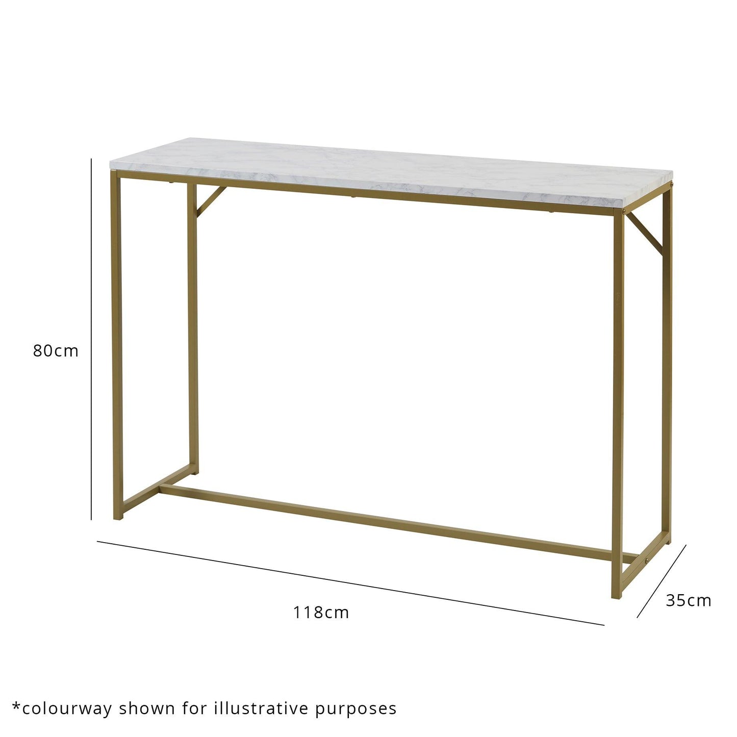 Jay console table - marble effect and chrome - Laura James