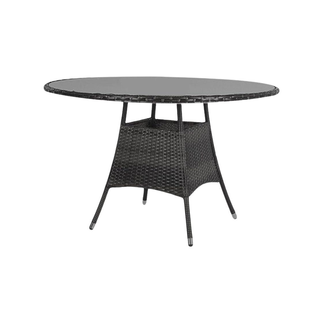 Kemble 8 Seat Outdoor Dining Table Clear Glass Top Black - Laura James