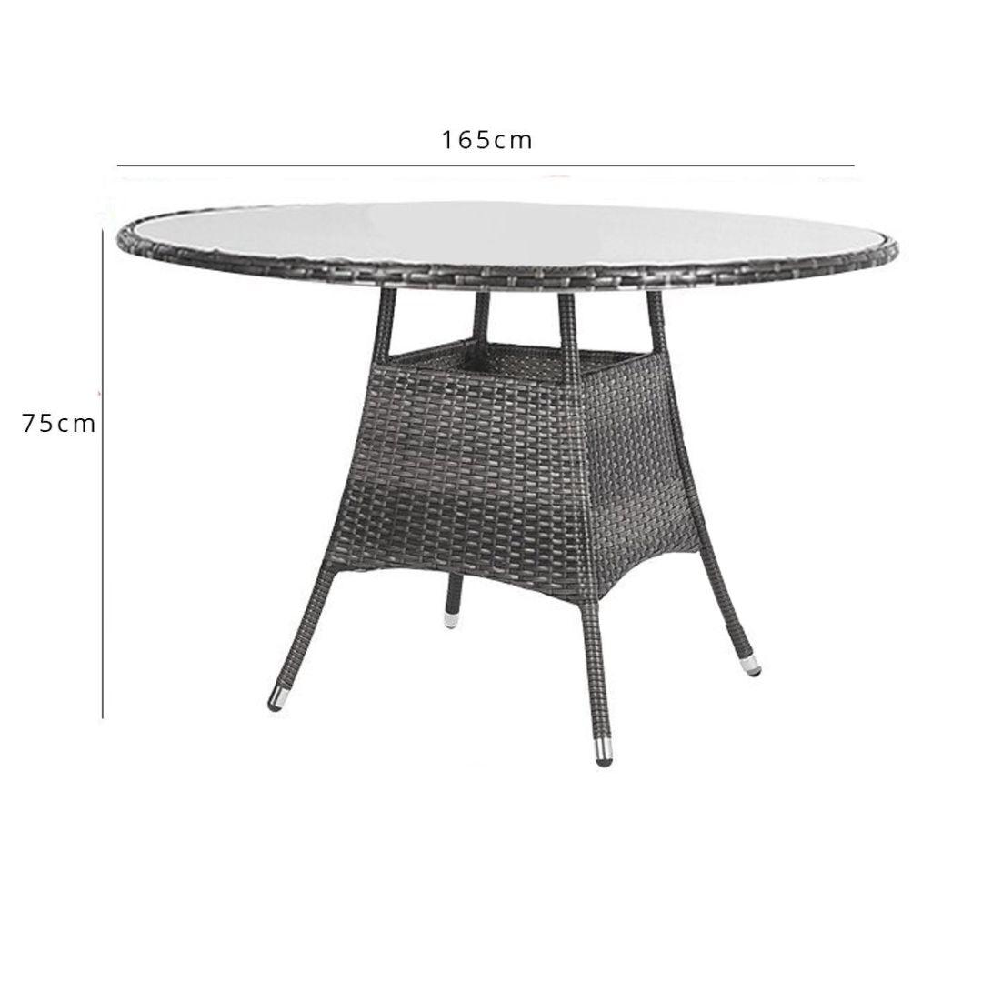 Kemble 8 Seater Outdoor Round Dining Table - Grey - Laura James