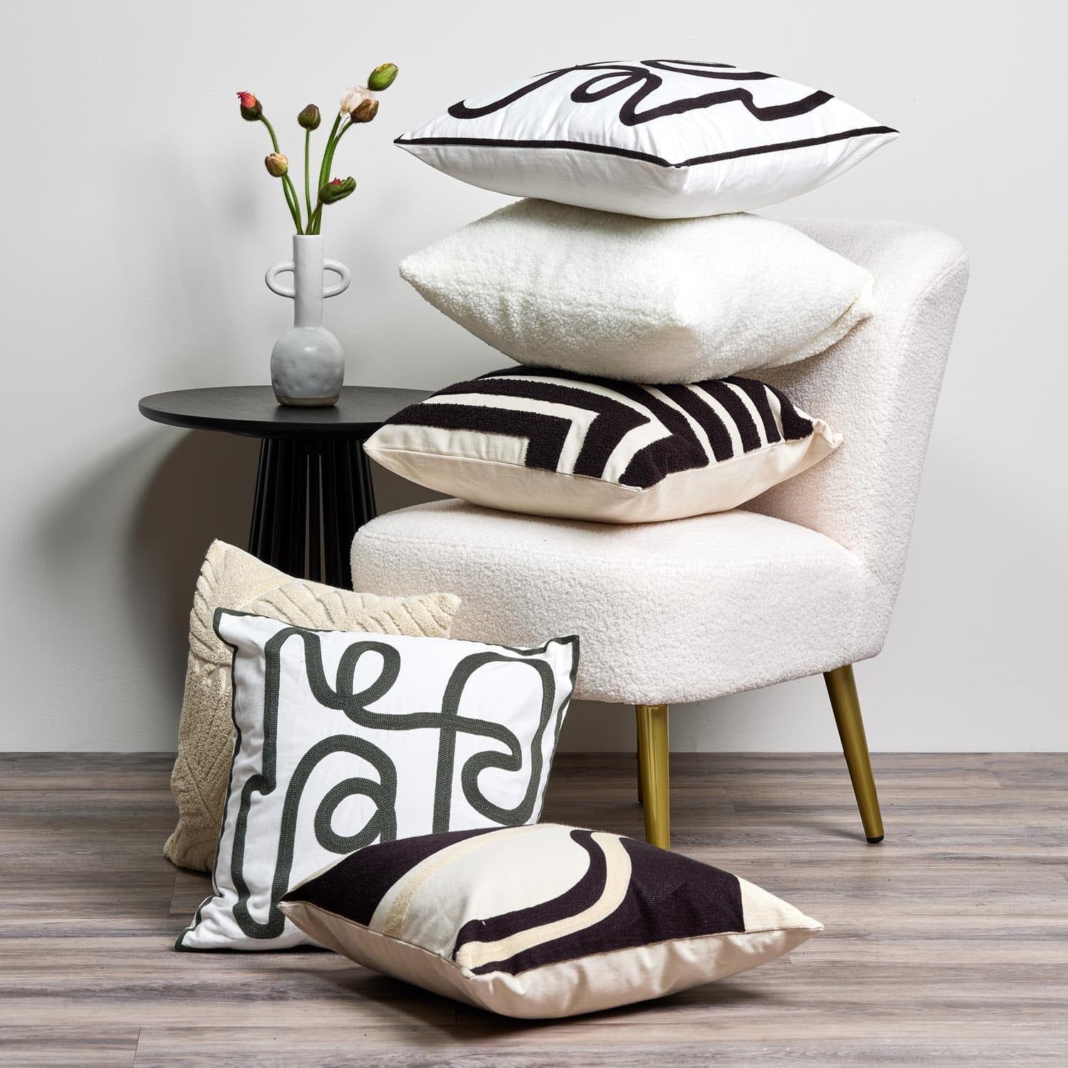 Geometric Tufted Cushion Cover Black and Natural 45cm x 45cm Laura James