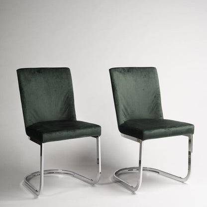 Lola dining chairs - set of 2 - green and chrome - Laura James