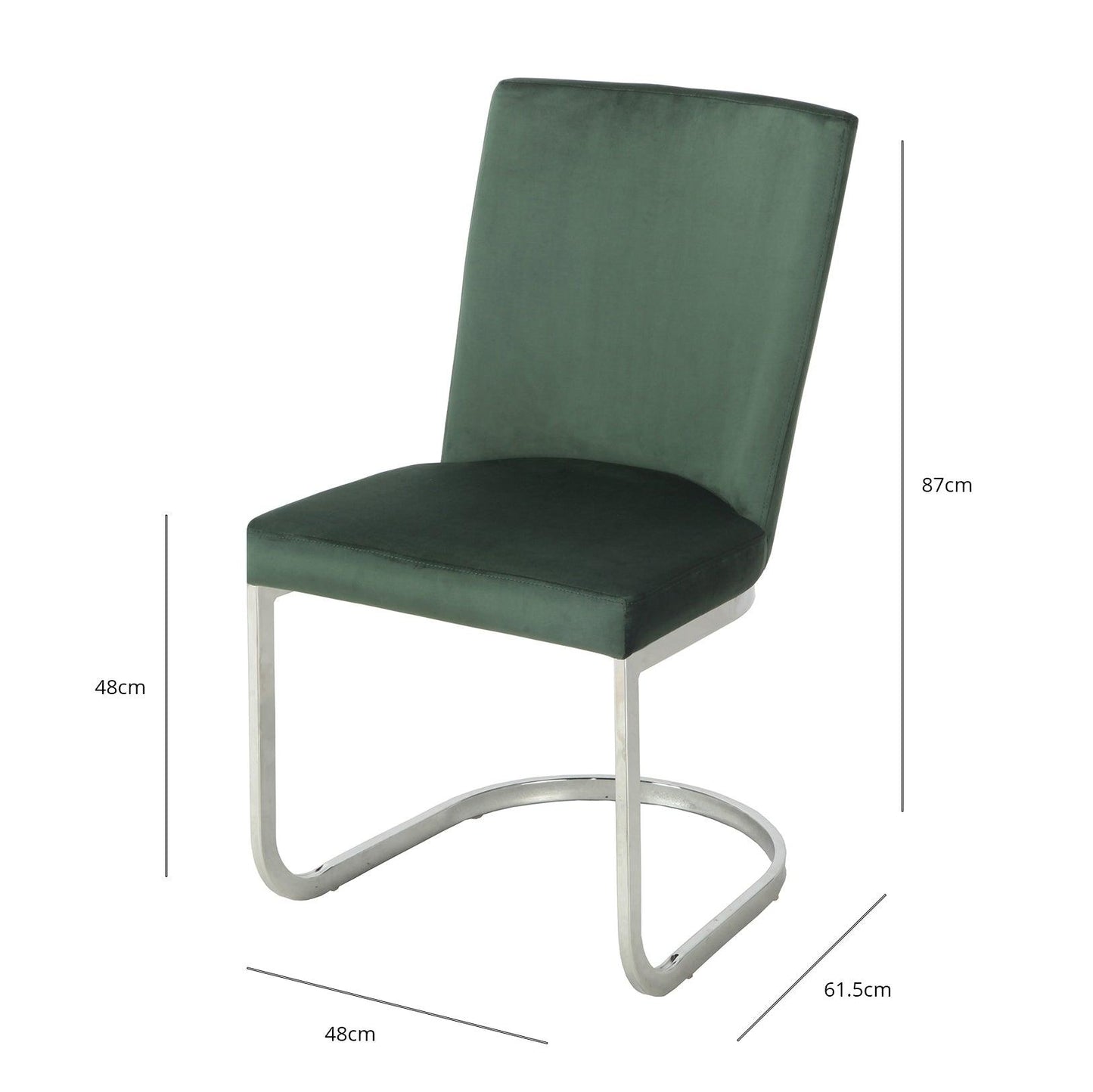 Lola dining chairs - set of 2 - green and chrome - Laura James