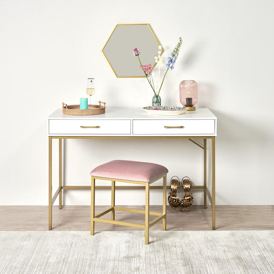 Marie Dressing Table & Stool - White – Laura James