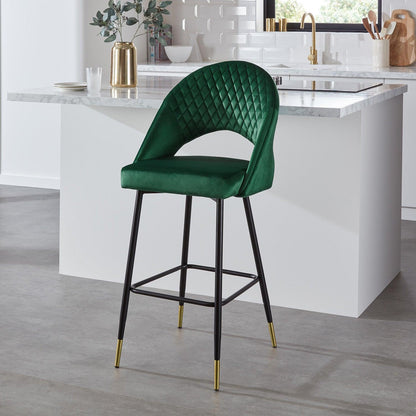 Marilyn bar stool - green velvet - Laura James