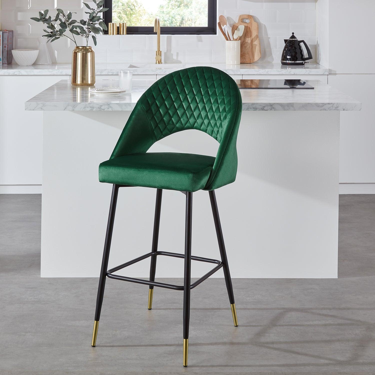 Marilyn bar stool - green velvet - Laura James