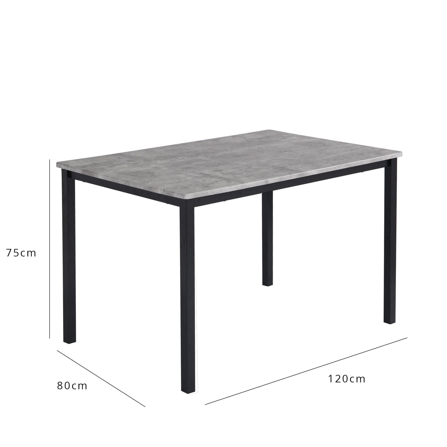 Milo dining table - 4 seater - Concrete effect and black - Laura James