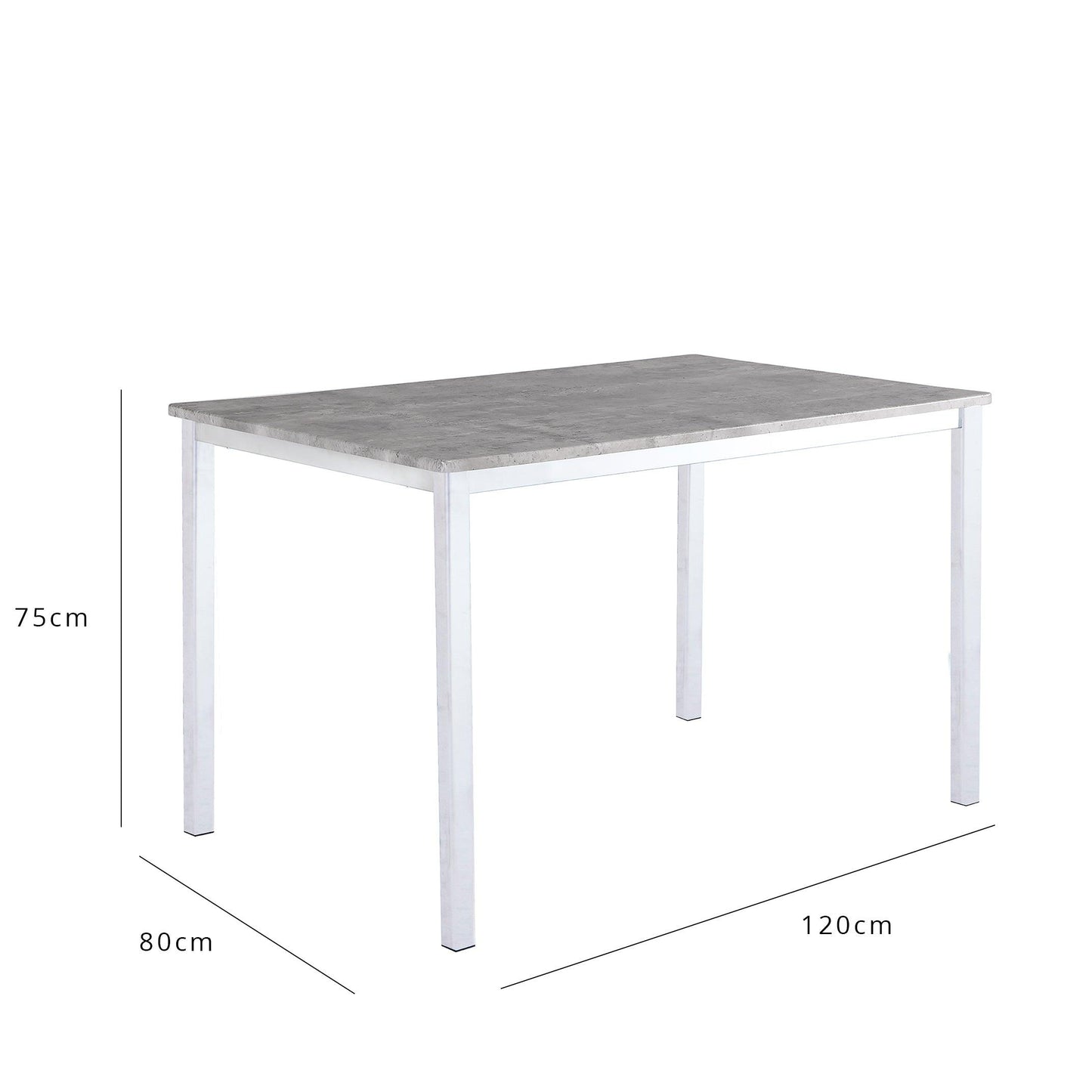 Milo dining table - 4 seater - concrete effect and chrome - Laura James