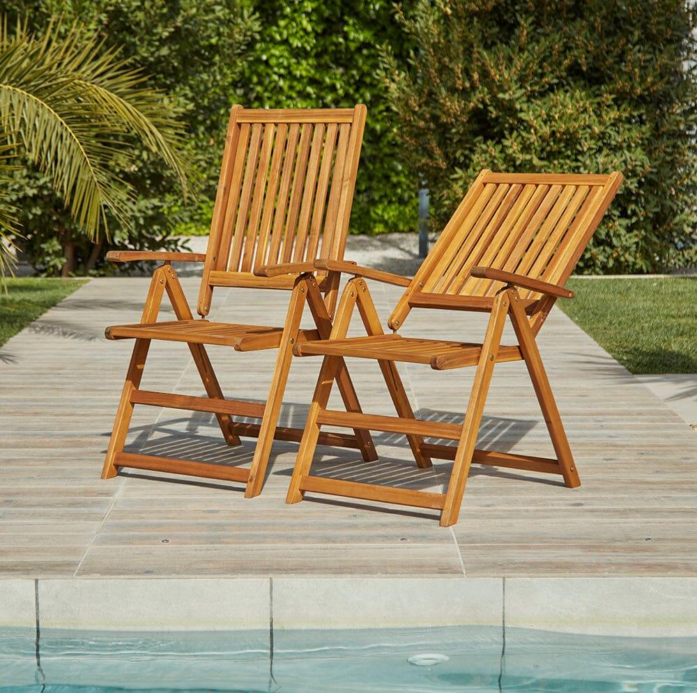 Oakley Wooden Folding Garden Chairs - Set of 2 - Laura James