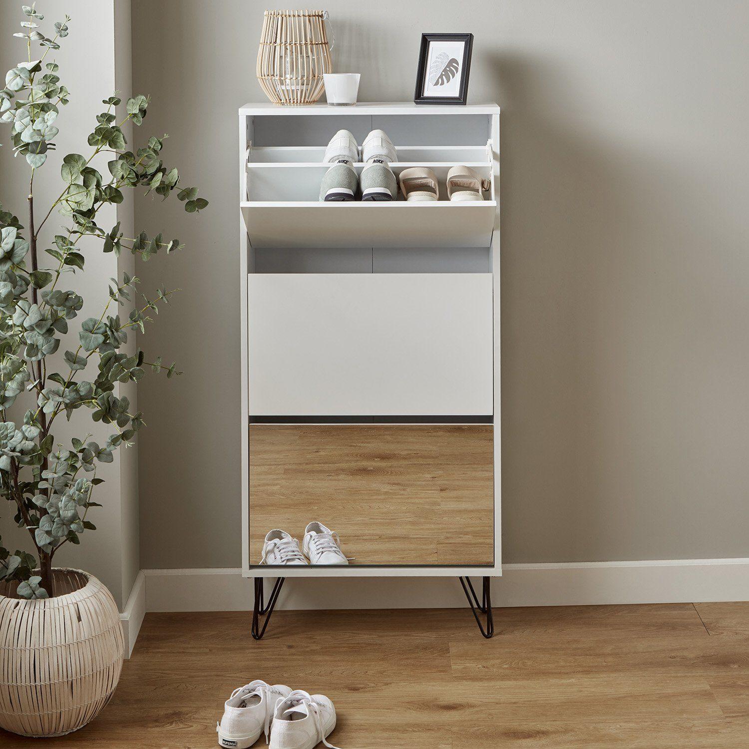 Anderson shoe cabinet - 3 door -  white - Laura James