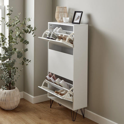 Anderson shoe cabinet - 3 door - white - Laura James