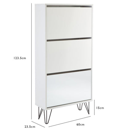 Anderson shoe cabinet - 3 door - white - Laura James