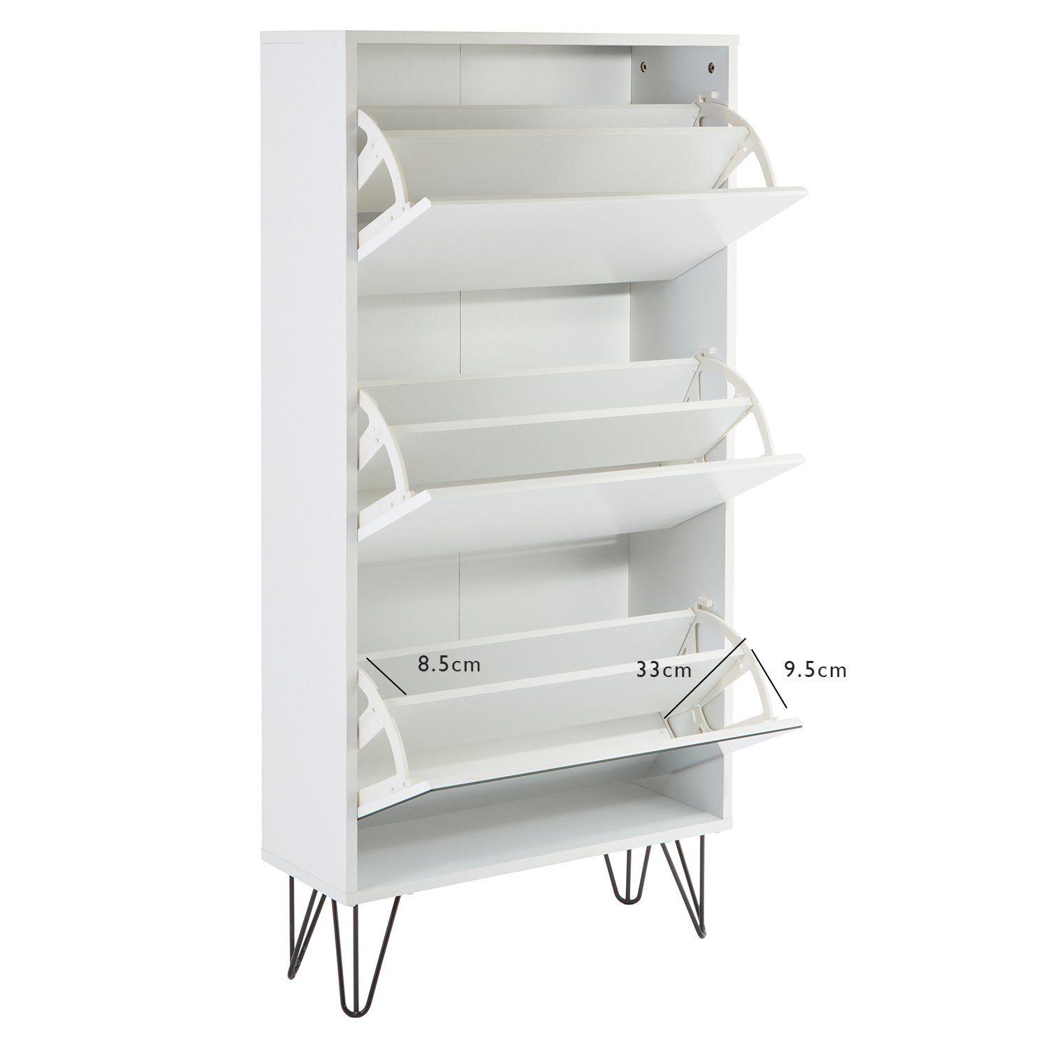 Anderson shoe cabinet - 3 door - white - Laura James