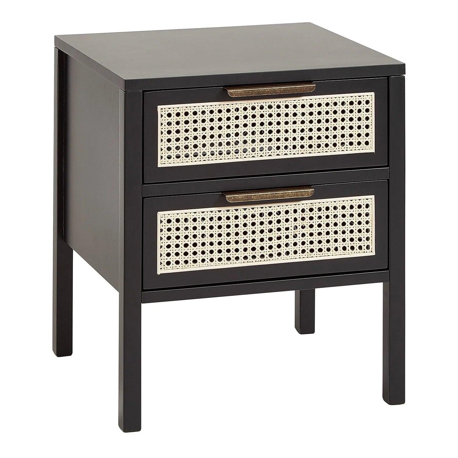 Charlie bedside table - 2 drawer - black - Laura James