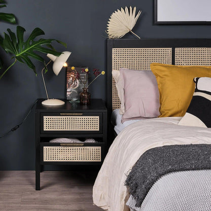 Charlie bedside table - 2 drawer - black - Laura James