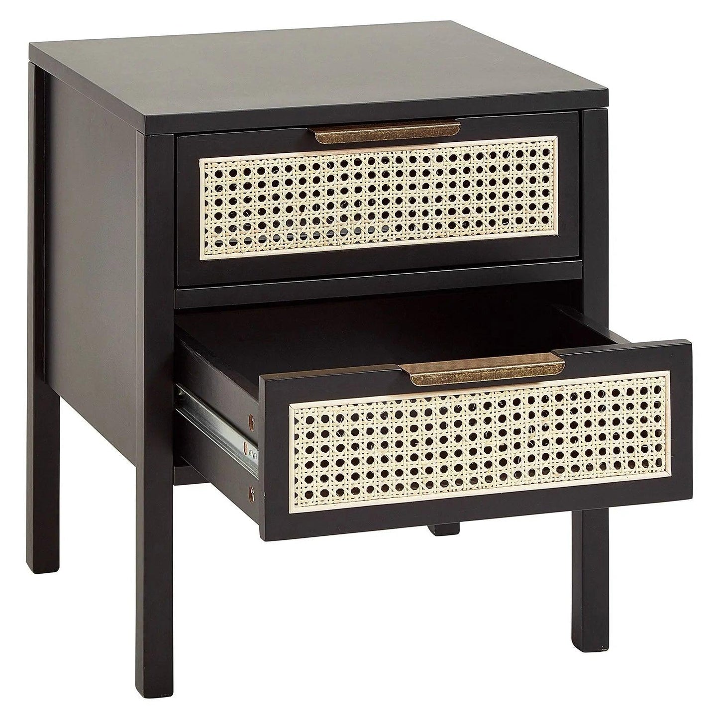 Charlie bedside table - 2 drawer - black - Laura James