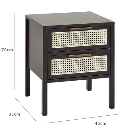 Charlie bedside table - 2 drawer - black - Laura James