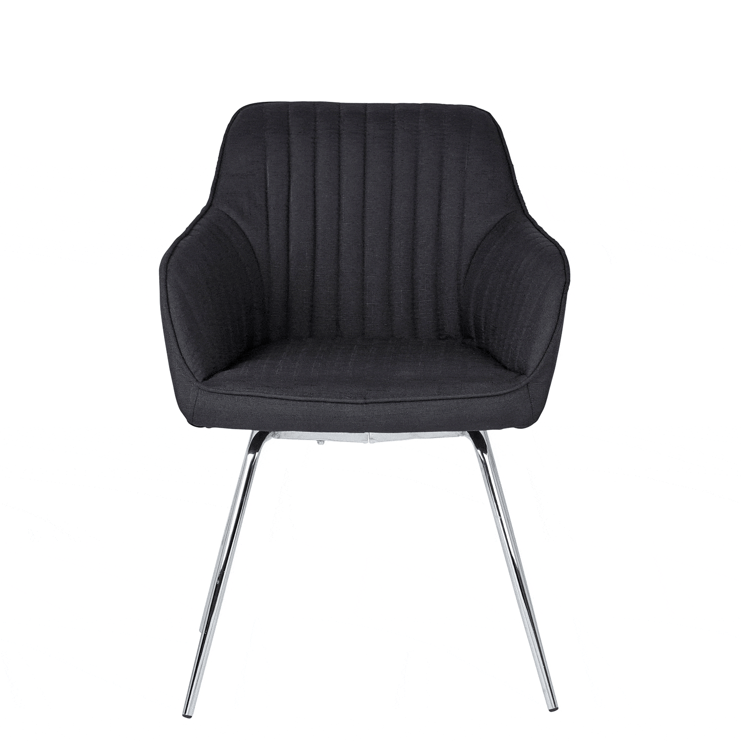 Outlet – Darcy swivel chair - fabric - black and chrome - Laura James