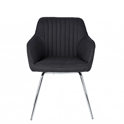 Outlet – Darcy swivel chair - fabric - black and chrome - Laura James