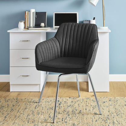 Outlet – Darcy swivel chair - fabric - black and chrome