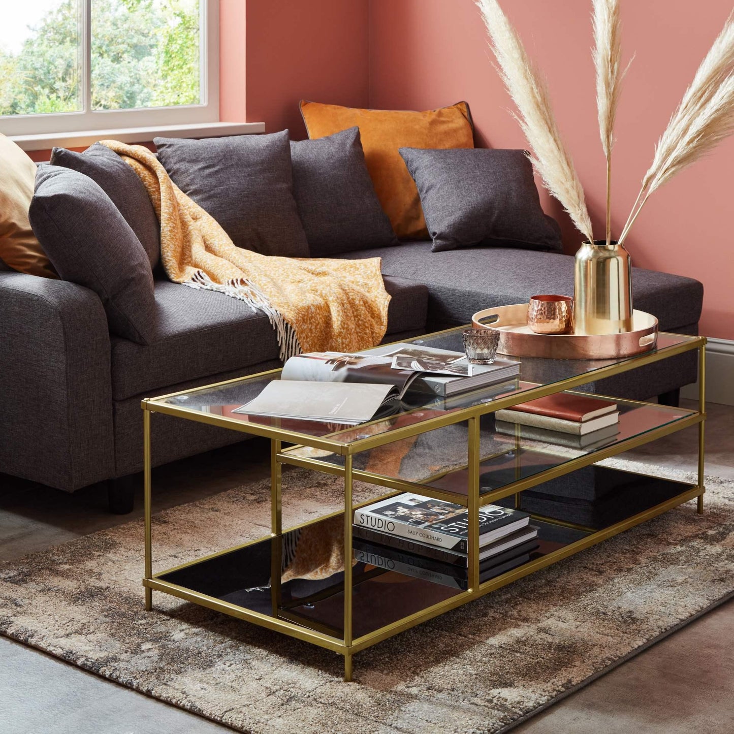 OUTLET-Evelyn Large Coffee Table - Brass - Laura James