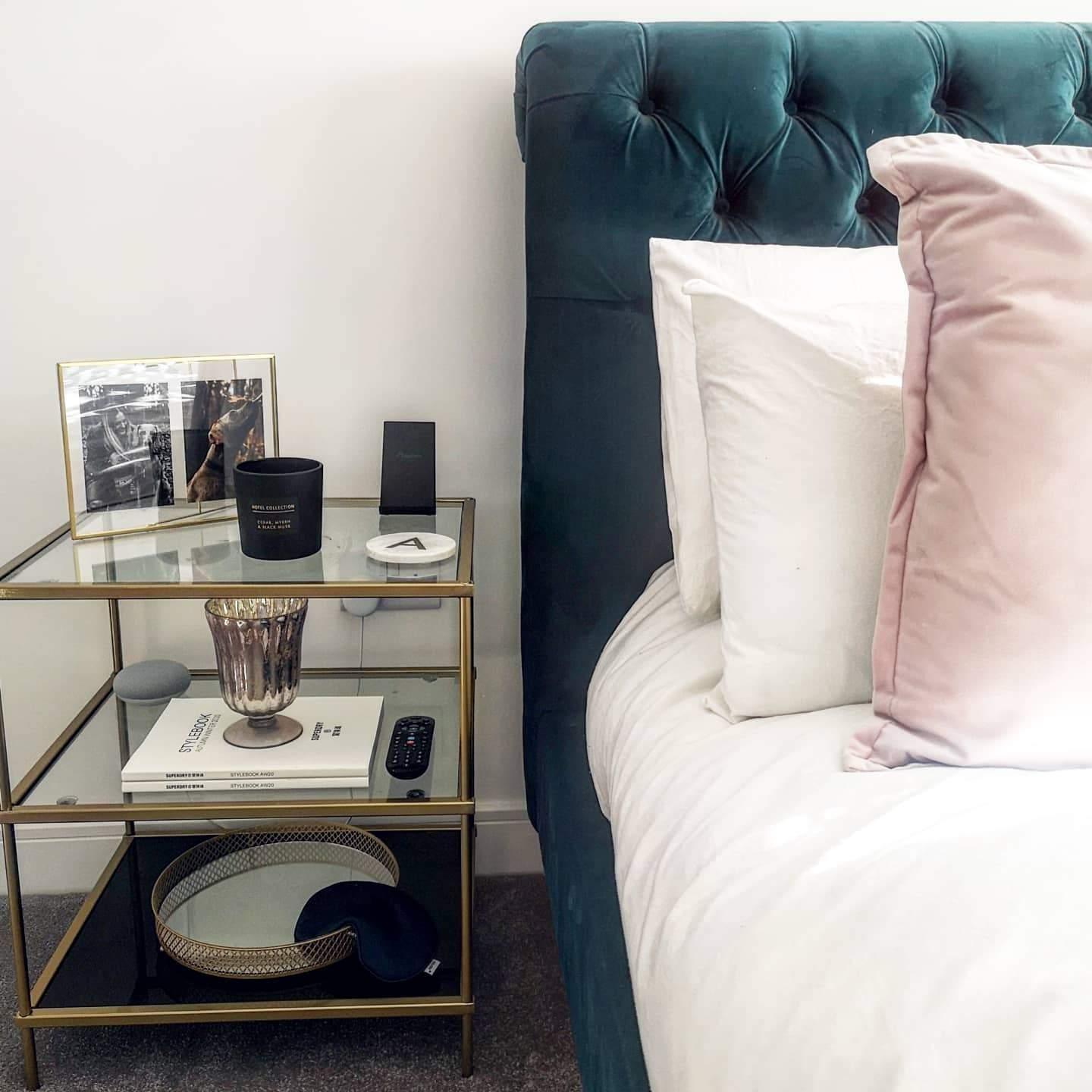 side table in brass effect