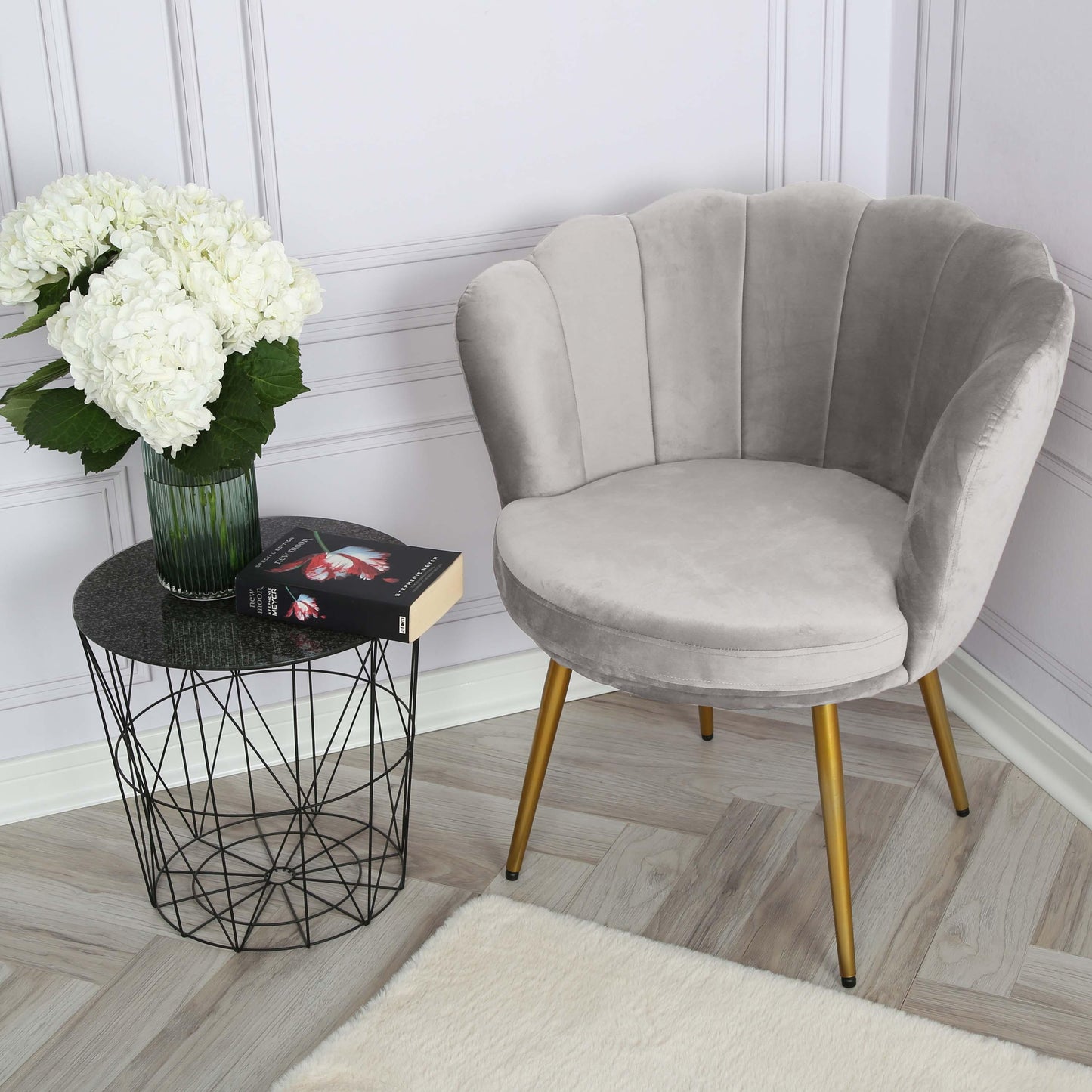 Flora accent chair – scalloped – grey - Laura James