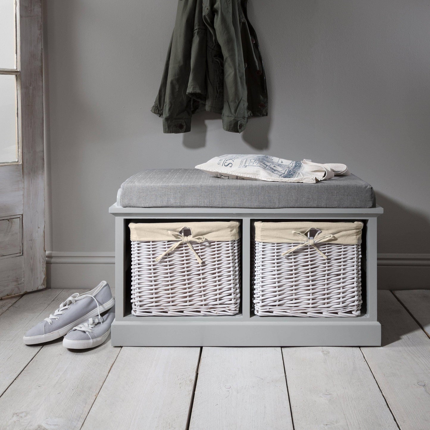 OUTLET-2 Basket Shoe Bench - Grey - Laura James