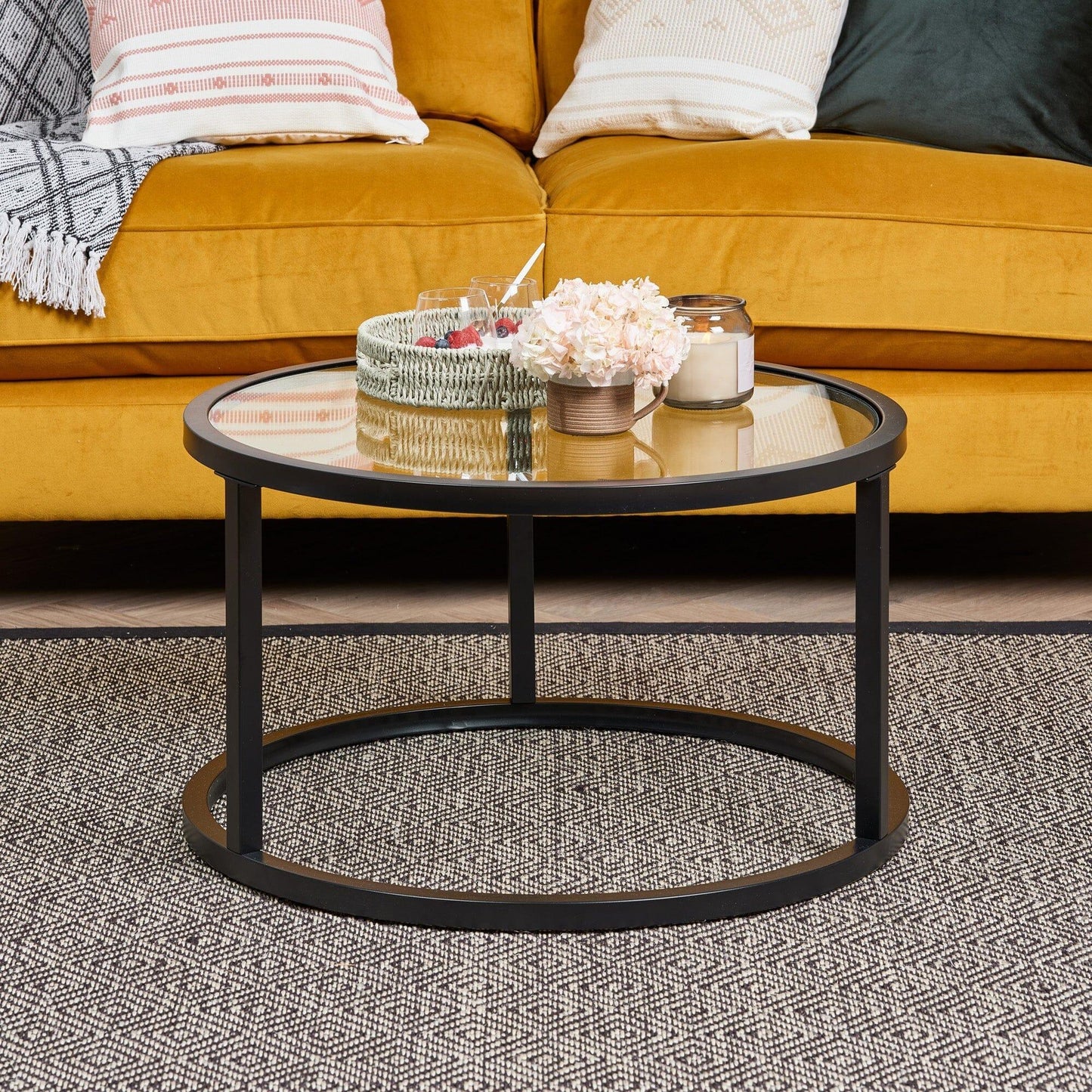 Outlet Harris black round coffee table - Laura James