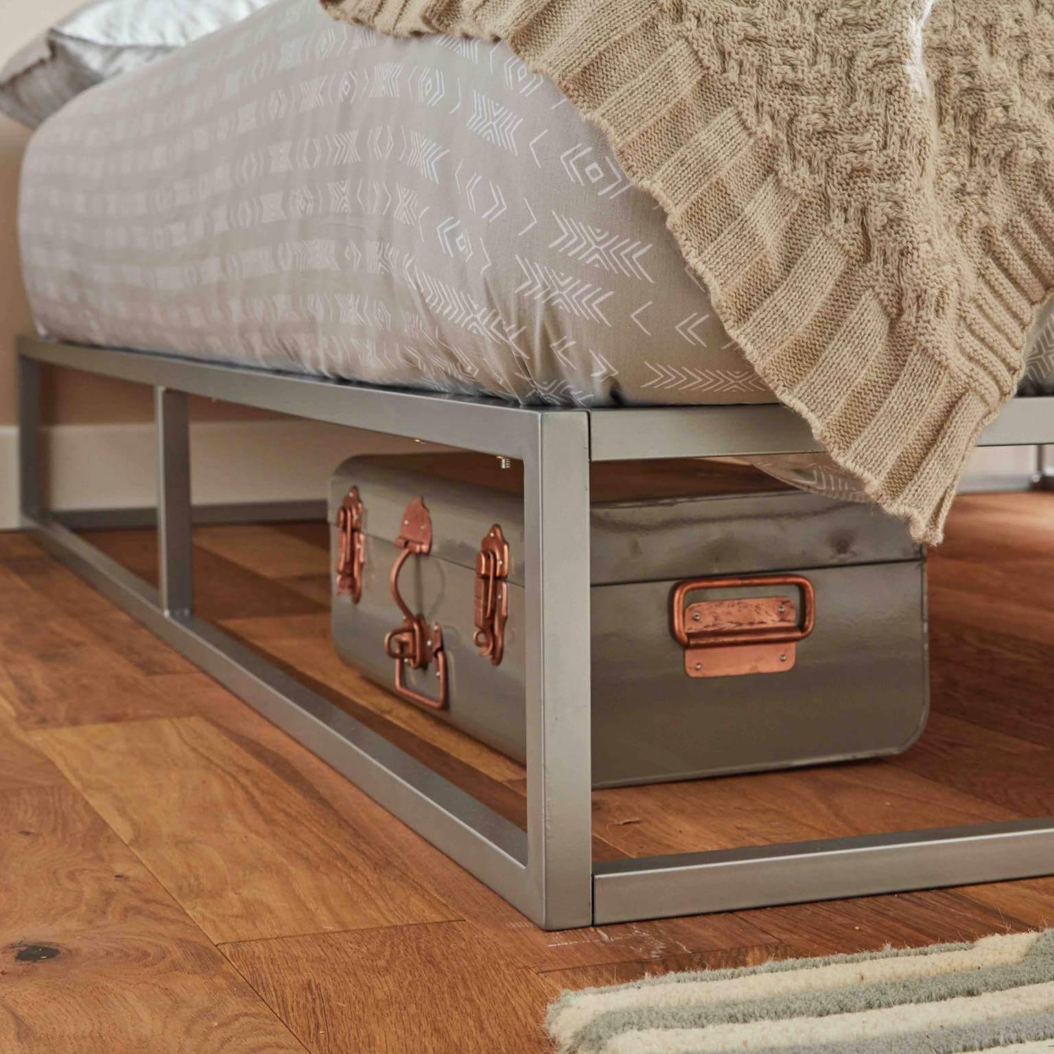 OUTLET-Indy Metal Platform Bed Double Grey - Laura James