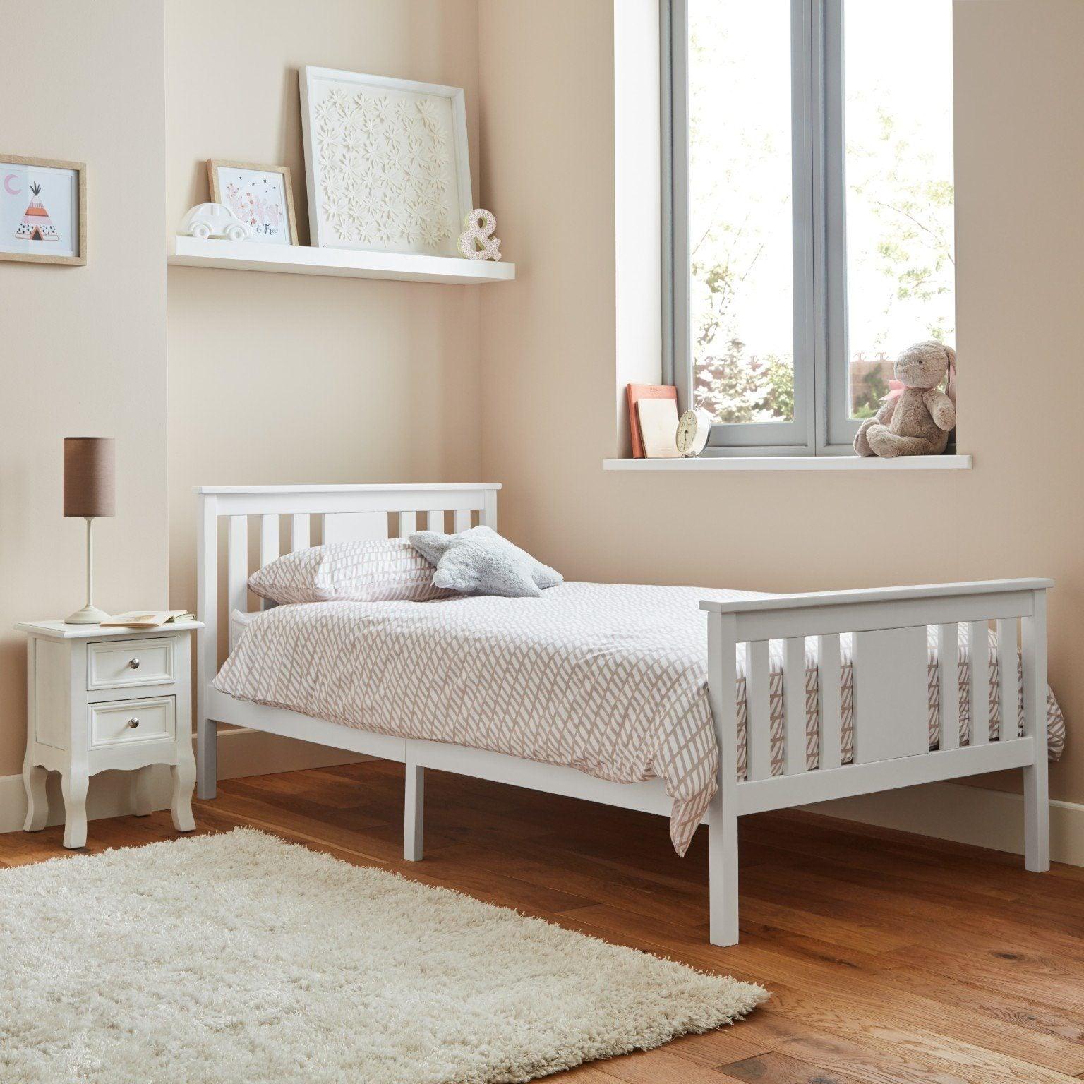 White wooden single bed - Laura James