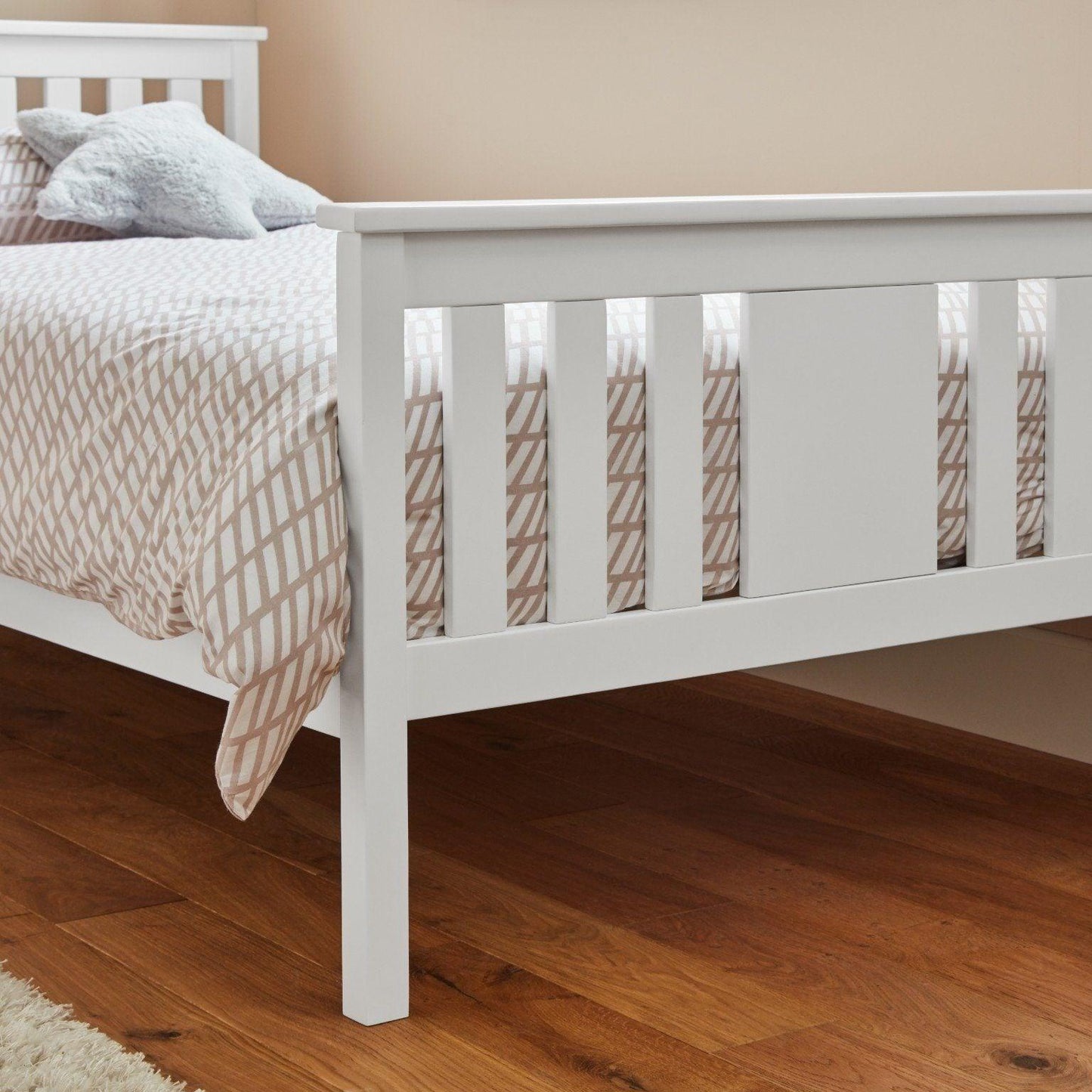 White wooden single bed  - Laura James