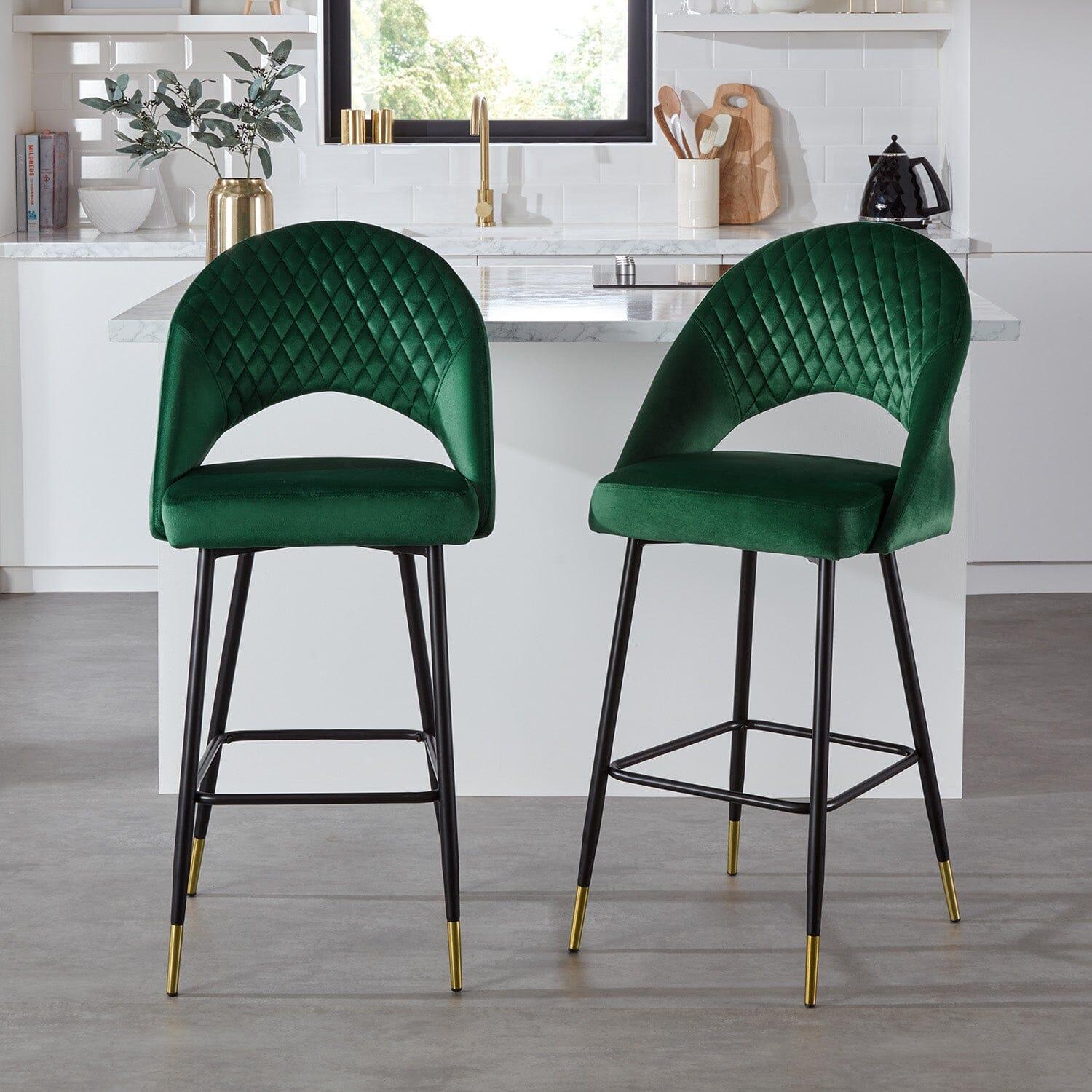 Marilyn bar stool - set of 2 - green velvet - Laura James