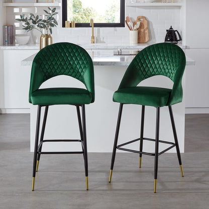 Marilyn bar stool - set of 2 - green velvet - Laura James