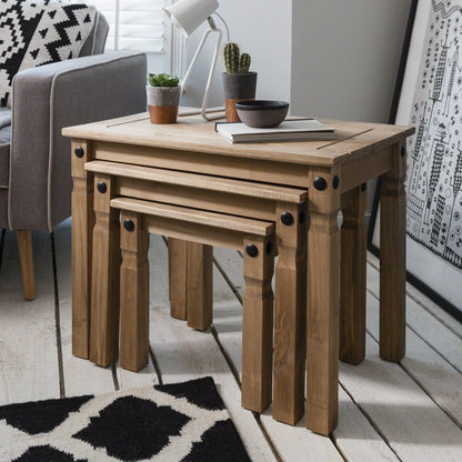 Nest of 3 Tables - solid pine - Laura James