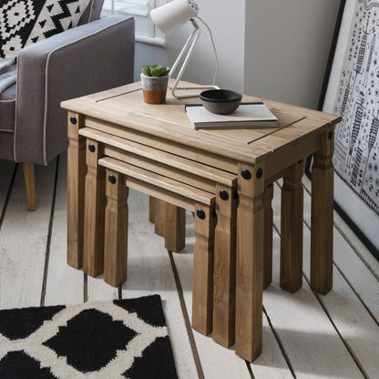 Nest of 3 Tables - solid pine - Laura James