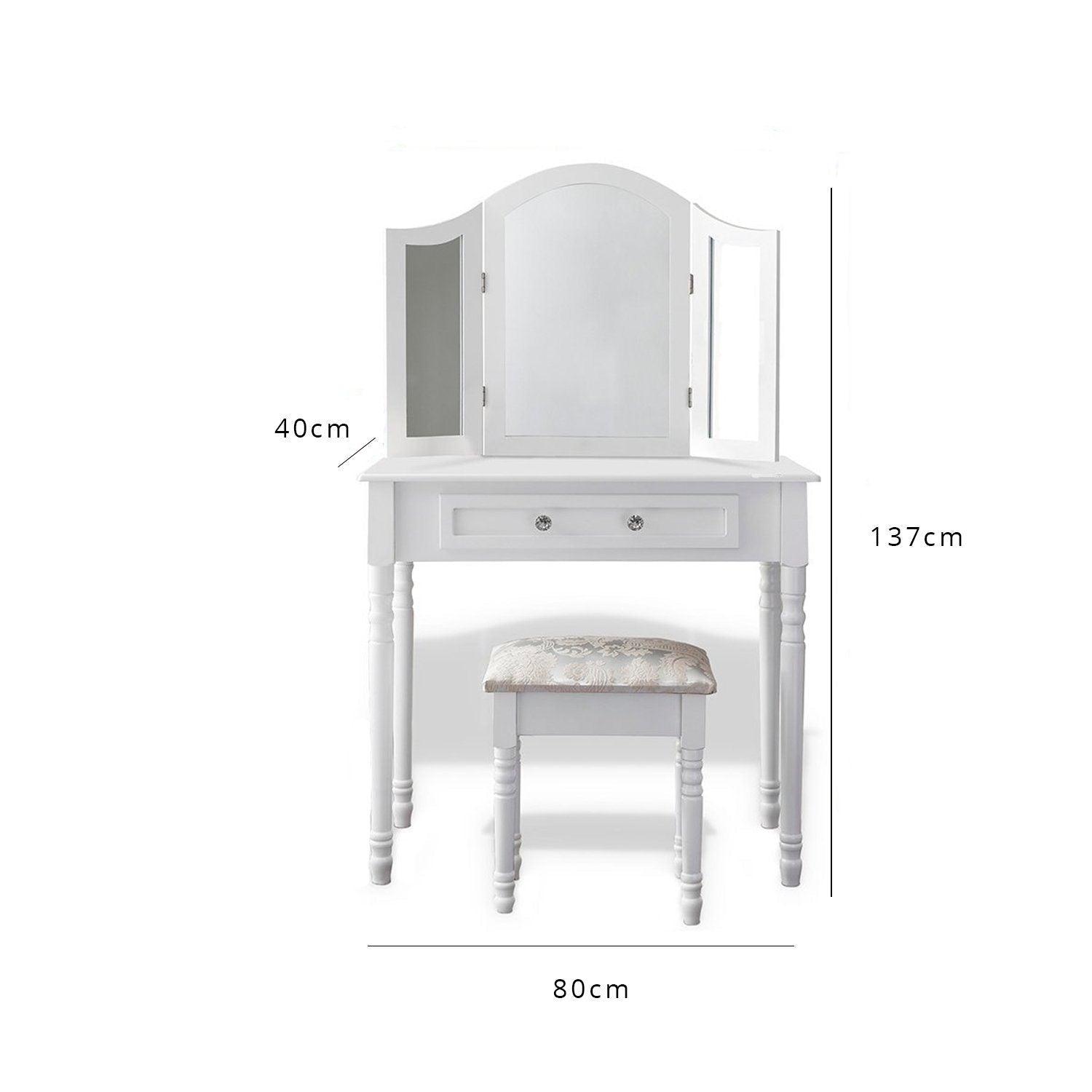 Outlet – Sienna Dressing Table, Stool & Mirror Set - White Painted - Laura James