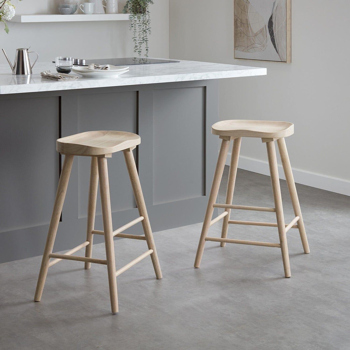 Silvester bar stool - whitewash finish - Laura James