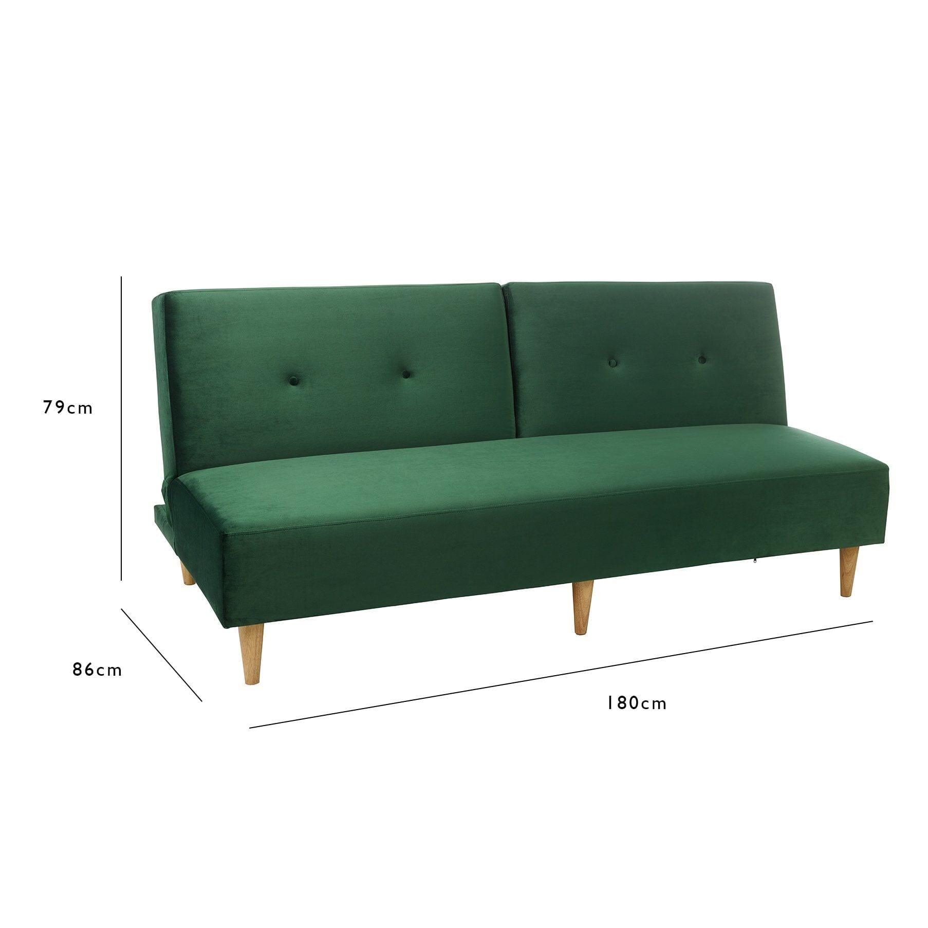 Outlet - Tamsin click clack sofa bed - green velvet - Laura James
