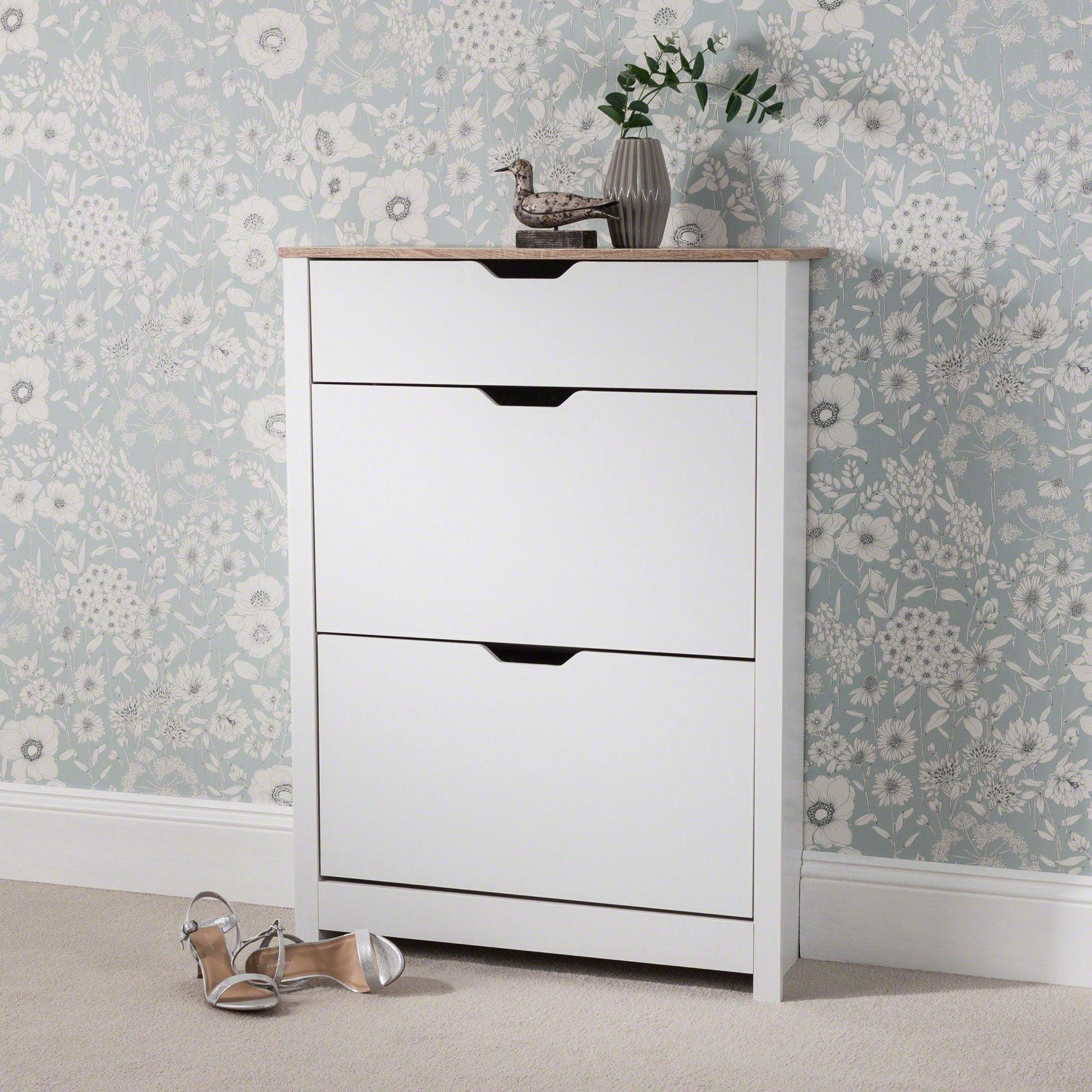 Shoe Cabinet Storage Wooden White - In Stock Date - 19th June 2020 - Laura James