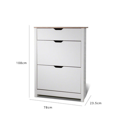 Outlet - Windsor shoe cabinet - 3 door - white - Laura James