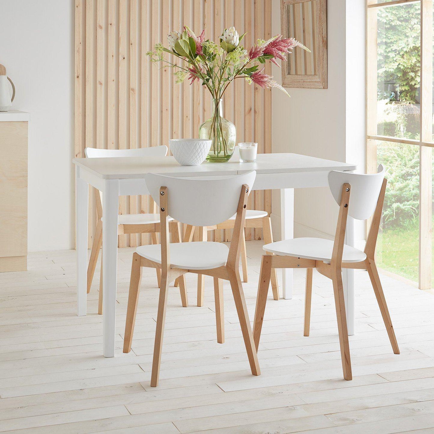 Paul extendable table with 6 chairs - large - white - Laura James